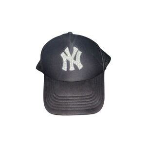 Otto Collection Black Trucker Hat Rhinestone NY New York Yankees Logo Snapback